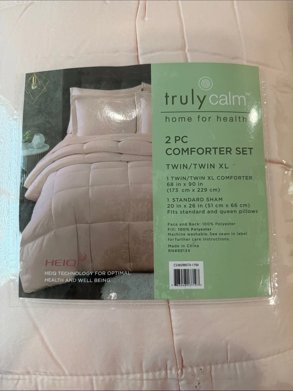 Truly Calm Antimicrobial 2-Piece Comforter Set - Twin/Twin XL, Blush Pink